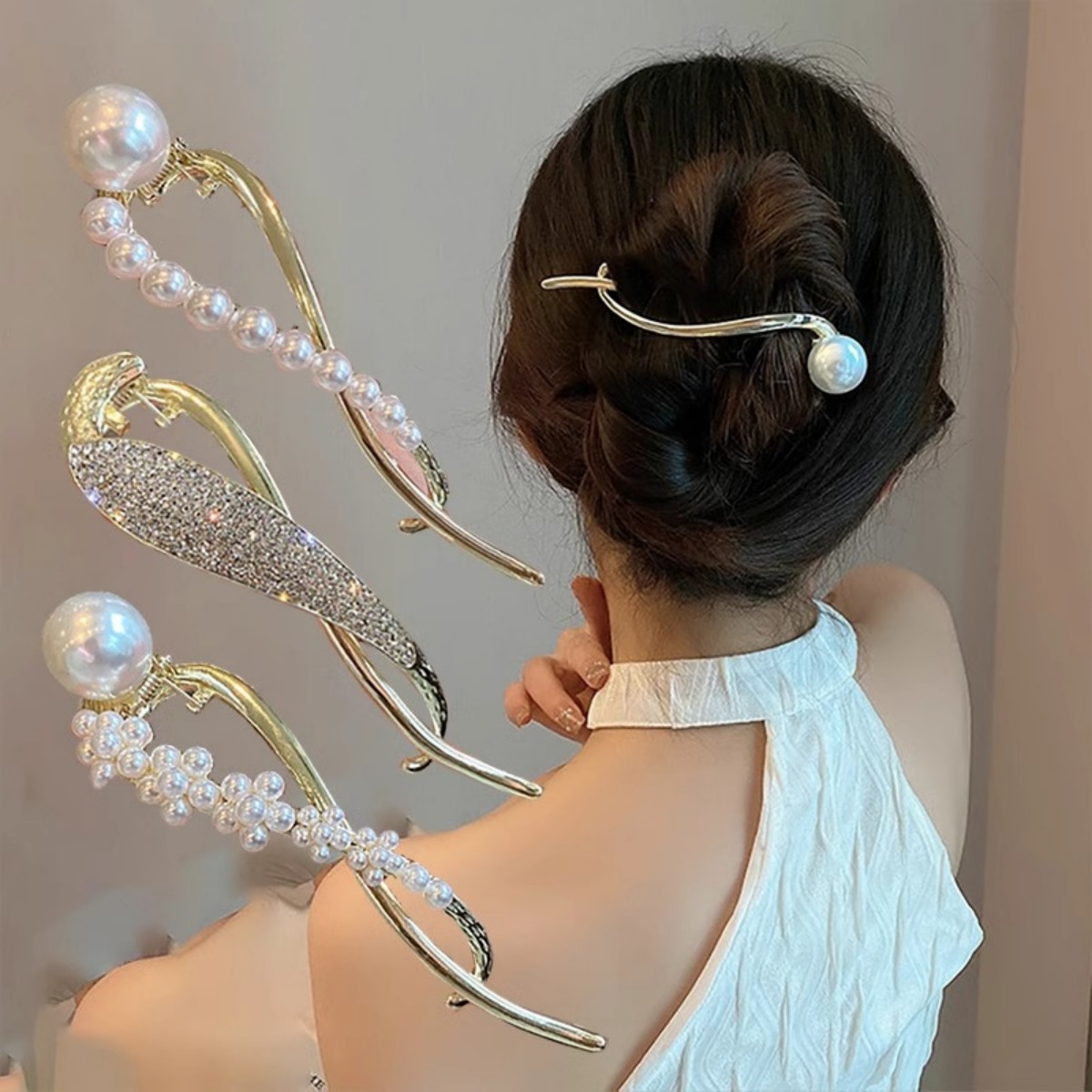Korean Lifestyle & Kids Boutique Photos - Elegante glitter pérola grampo de cabelo